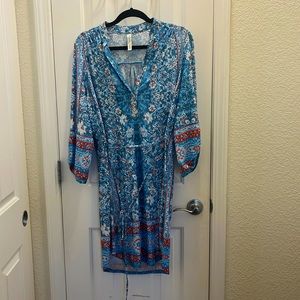 Knee length floral motif summer dress